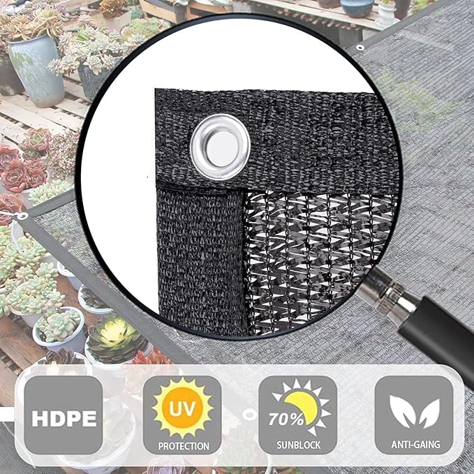 LOVE STORY 20x48FT 70% Black Shade Cloth Sun Shade Net with Grommets Sunblock Net Mesh Tarp for Garden,Plants Cover,Greenhouse and Patio