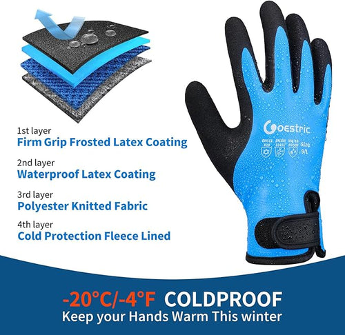 100% Waterproof Winter Work Gloves for Men Women, Freezer Gloves with Grip for Shoveling Snow