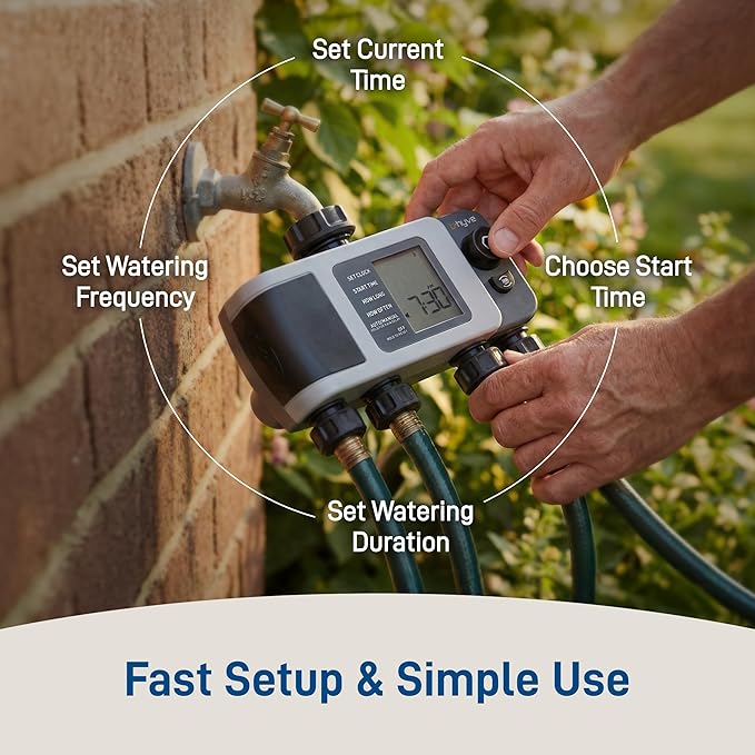 Orbit B-hyve XD 4-Port Smart Hose Watering Timer - App Controlled - Smart WeatherSense - Bluetooth Sprinkler Timer with Remote Control - Multi Outlet Yard Irrigation System - 24634