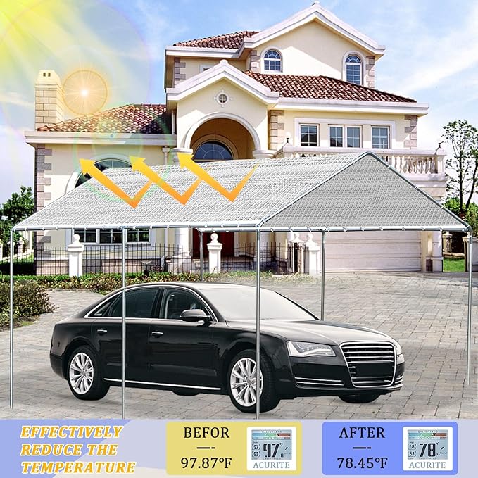 Shade Cloth - 80% Garden Shade Cloth, Mesh Tarp - for Greenhouse Plants Patio Sun Shade - for Cars Pergola Chicken Coops Dogs with Grommets Outdoor Shade Covers