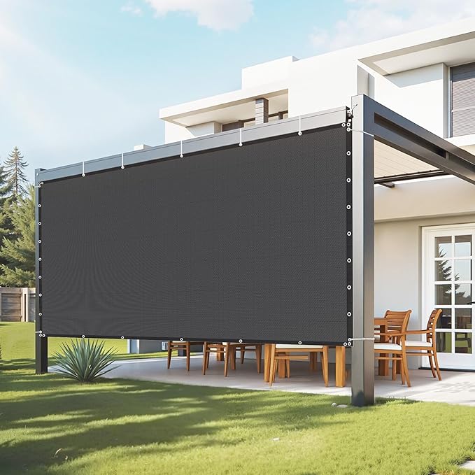 VEVOR 90% Sun Shade Cloth, 8 x 12 ft Pergola Shade Cover with Stainless Steel Grommets, Sun Shades Canopy Privacy Screen with 140 GSM HDPE Material, for Outdoor, Patio, Garden, and Backyard (Black)