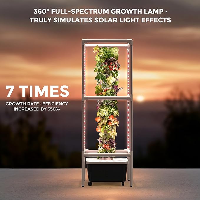 SJZX Hydroponics Growing System, Hydroponic Tower with Full-Spectrum Grow Lights, 5/14Tiers Indoor Outdoor Garden Planter, Vertical Home Gardening Germination Kits for Vegetables, Fruits, Herb (14L5H)