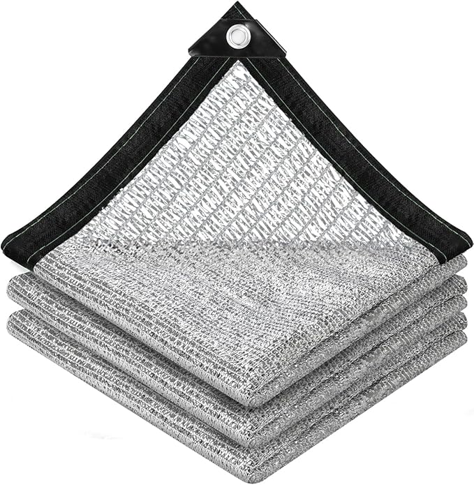 vensovo 50% Aluminum Shade Cloth - Reflective Aluminium Shade Netting Sun Shade Cover with Grommets for Cars, Dogs, Outdoor, RV, Patio (6.5x6.5FT)