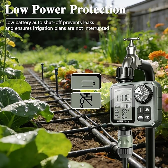 Sprinkler Timer Ourdoor,Digital Pogrammable Hose Timers with Rain Delay/Manual/Automatic Drip Irrigation Controller System,Smart Water Timer for Garden Hose with Large Display for Garden, Lawn, Yard