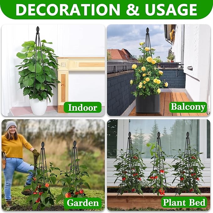 AlisisFores 2 Pack Garden Trellis for Climbing Plants, Garden Trellis Rustproof Plastic Coated Metal Plant Support for Vegetables, Vines and Rose Bushes