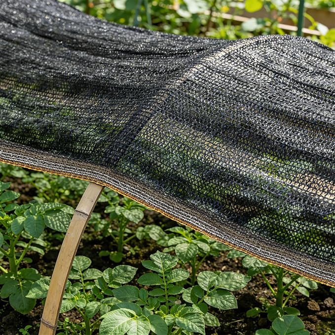 55% Shade Cloth for Garden,HDPE Cuttable Sun Shade for Plants,Mesh Garden Shade Cloth for Greenhouse Vegetables,Plant Heat Protection Black Cover for Patio Raised Bed (6×10FT)