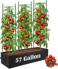 BobbleT 3 Pack Heavy Duty Tomato Cages with 57 Gallon Grow Bag, 48" Adjustable Tomato Trellis for Raised Garden Bed, Sturdy Triangle Plant Support for Climbing Vegetables, Cucumbers & Garden Plants