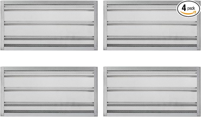 8" x 16" Manual Foundation Vent with Adjustable Louvers for Ventilating Crawl Space Replacement Air Vent for Block & Brick Construction, Aluminum, 73 sq. in. Net Free Vent Area, 4 Pack