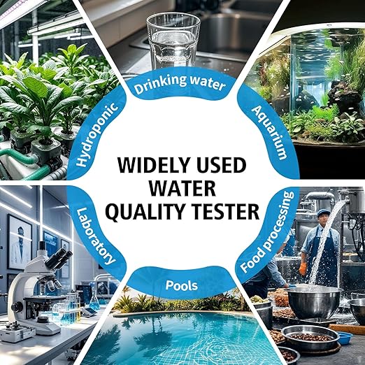 Kactoily 7-in-1 Smart Bluetooth Water Tester, Portable Digital pH/TDS/EC/ORP/Temperature/Salt/SG Meter with App Alert, Ideal for Pool/Aquarium/Hydroponics/Pond