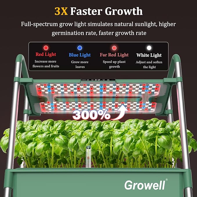 Growell Hydroponics Growing System Kit, 81 Pods Vertical Indoor Herb Garden with Smart LED Grow Light, Auto Circulating Water Pump Each Tier, 42L Hydroponic Gardening Systems for Ideal Gifts (Green)