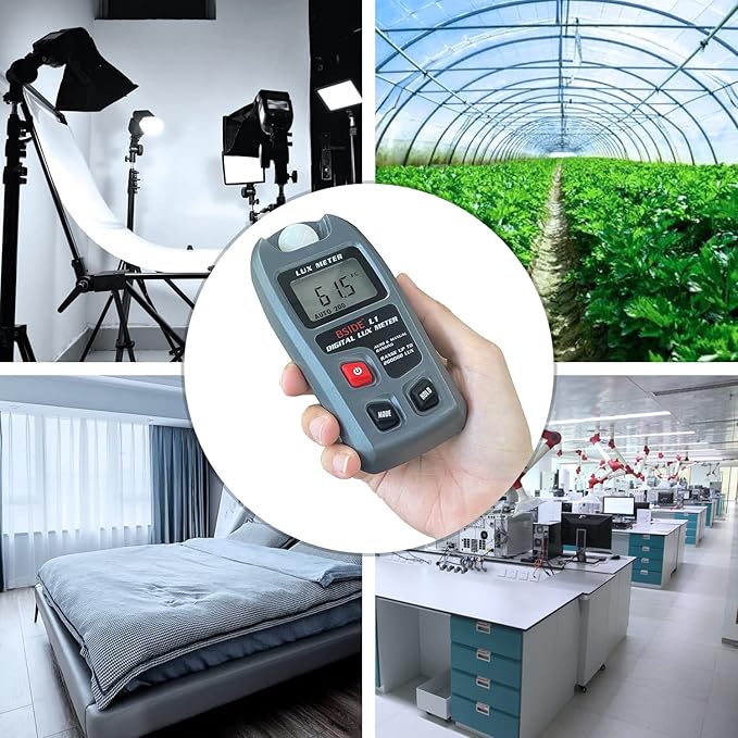 BSIDE Digital Light Meter Lux Tester Illuminance Luxmeter, 0-200,000 Lux Portable Environment Luminometer Photometer for Garden Film Indoor Classroom Plants LED Grow Light Photography