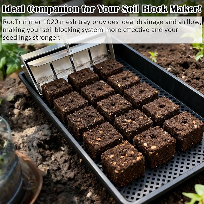 RooTrimmer 10 Pack 1020 Mesh Trays, Extra Strength 1020 Mesh Bottom Trays with Holes, 20'' x 10'', Heavy Duty Propagation Flats for Microgreens, Seed Starting, Soil Blocks, Hydroponics & Wheatgrass