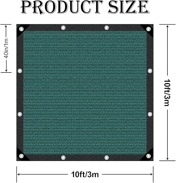 80% Garden Shade Cloth Sun Shade Fabric – UV Resistant Durable Sunblock Netting for Plants,Outdoor Patio,and Greenhouse Coverage[Green 10×10FT]