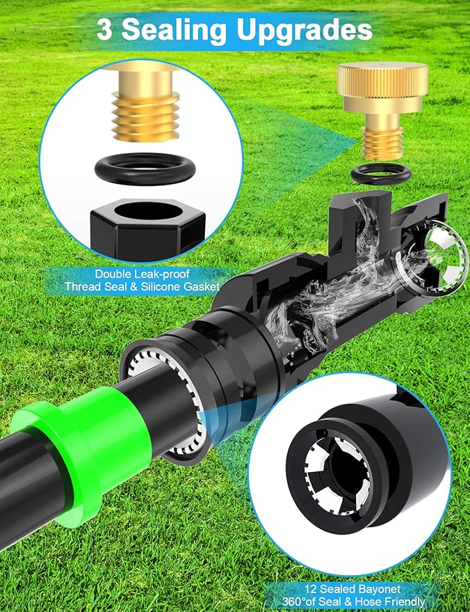 Misters for Outside Patio 89FT(27.3M)+34 Brass Mist Nozzles+a Brass Adapter(3/4") Detachable Outdoor misting Cooling System for Garden, Waterpark, Greenhouse, Backyard