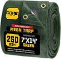 Core Tarps 60% Green Shade Cloth with Grommets - 7 X 14 FT Heavy Duty Mesh Tarp - Sun Shade Cloth for Garden Vegetables Plants Greenhouse Outdoors Backyard Fences Dump Trucks Patio Mesh Shade Tarp