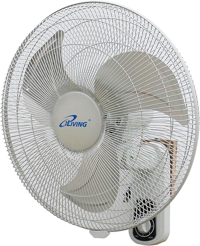 iLiving Glow Oscillating Wall Mount Fan with Adjustable Tilt, 18-inch, 3 Speed, Metal Grille and Blade, 90 Degree Oscillation, Airflow 1650CFM, Ideal for Home, Bedroom, Gym & Office, Greenhouse