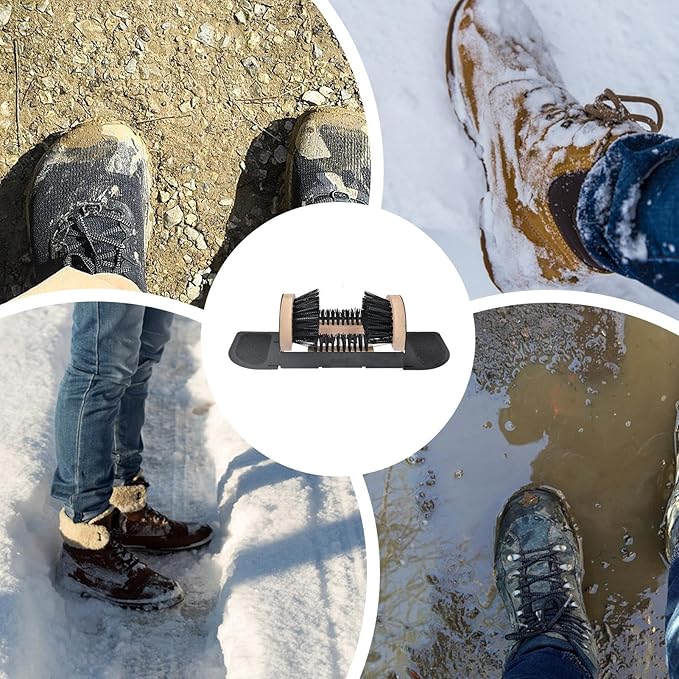 Shoe Scrubber for Porch - Heavy Duty Shoe Dirt Mud Snow Remover, Boot Cleaning Scraper, Boot Scraper | Wood/Meta, Scrubber Brush for Camping Farm Porch Entrance Outside, All Weather Industrial Foot