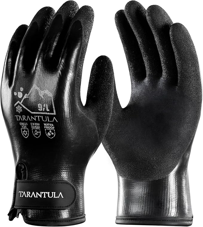 Tarantula 100% Waterproof Winter Work Gloves for Men&Women,Thermal Insulated Freezer Gloves for Cold Weather, Super Grip Palm