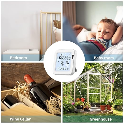eMylo Indoor Thermometer Hygrometer, WiFi Humidity Meter and Temperature Sensor with App Control, Large Display Backlight, Notification Alerts, for Home, Baby Room, Cellar