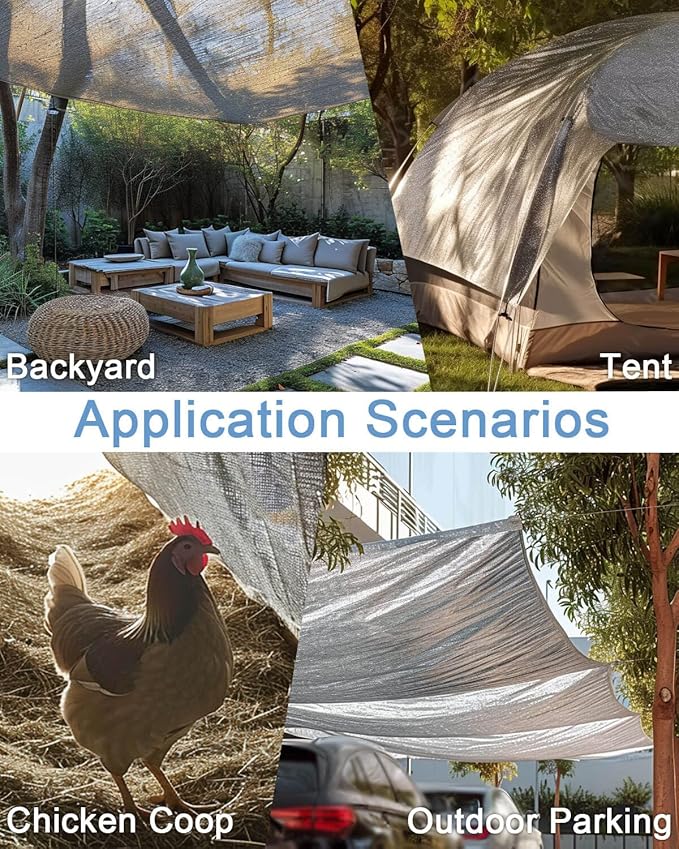 vensovo 95% Aluminum Shade Cloth - Reflective Aluminium Shade Netting Sun Shade Cover with Grommets for Cars, Dogs, Outdoor, RV, Patio (8x24FT)