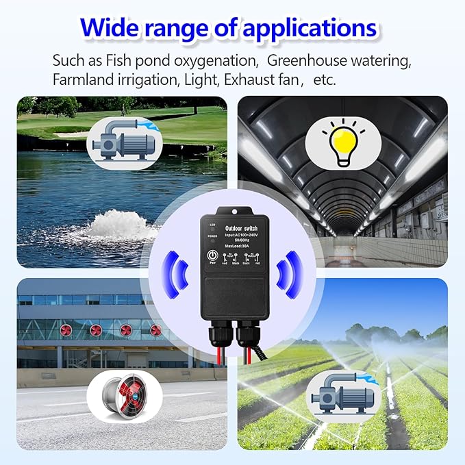 DieseRC Waterproof Wireless Remote Control Radio Control Switch AC 110V/120V/240V 30A Relay Receiver for Wet Location Outdoor Yard Area Light Water Pump Farm Irrigation Roof Garden Street Warehouse