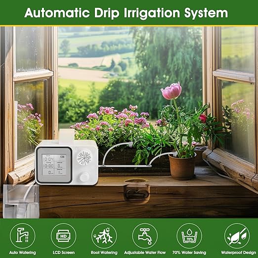 Automatic Plant Waterer, Indoor Plant Watering System with Dual-Mode for 20 Potted Plants, Adjustable Irrigation System Kit for Balcony Greenhouse（White）