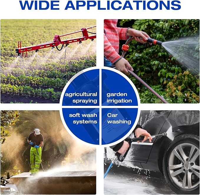 12 Volt Sprayer Pump, Soft Wash Pump, 2.5GPM 60PSI, 8 Amps, Chemical and Corrosion Resistant, Compatible with Roundup, Pressure Switch and Self-Priming for Agricultural Spraying