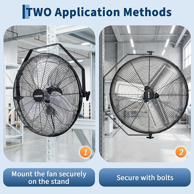 Garvee 18 Inch Wall Mount Fan, 3500 CFM 3 Speeds High Velocity Industrial Fan with 360° Tilt Head, IP44 Waterproof Heavy-Duty Aluminum Blades for Workshop, Warehouse, Greenhouse, Commercial