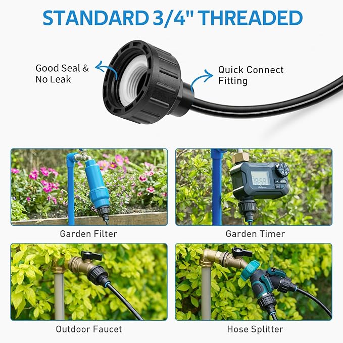 homenote Misting Cooling System, 98FT Pre-Assembled Misting Kit, 29 Rust-Proof Nozzles, 3/4" Adapter, Outdoor Mister for Patio Cooling, Greenhouse, Pet & Chicken Coop