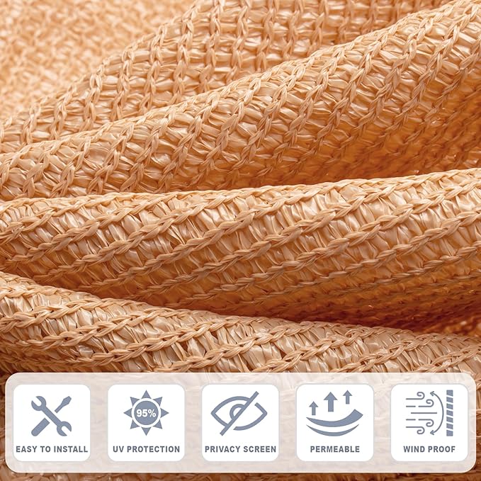 Cool Area Sun Shade Cloth with Grommets 8×9 FT Shade Panel Shade Tarp Screen Fabic for Outdoor Patio Pergola Cover Deck Garden, Peach Fuzz (Customized)