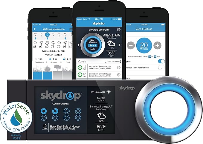 Skydrop Halo Smart Sprinkler System Controller | Alexa and Google Home Enabled | WiFi Connected | 8-Zone Irrigation System on Your Water Bill