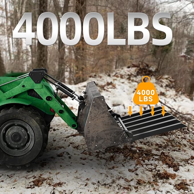 YINTATECH Clamp on Debris Forks to 60" Bucket, 4000 lbs Capacity Heavy Duty Clamp on Pallet Forks Bucket Forks Attachments Fit for Loader Bucket Skidsteer Tractor