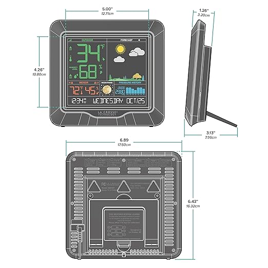 La Crosse Technology Color Forecast Station - Large Display, Temperature/Humidity Alerts, Seasonal Scenes - Indoor/Outdoor Monitoring, HI/LO Records, Barometric Pressure - Atomic Time, DST Updates