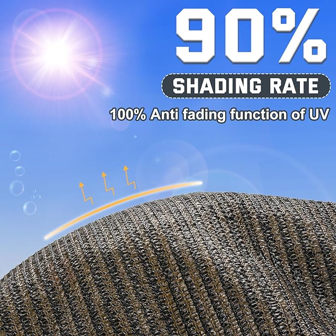 90% Sun Shade Cloth, Kesfitt 6x8FT Garden Shade Cover with Reinforced Grommets, Mesh Tarp Sun Privacy Screen for Greenhouse, Plant, Pergola, and Backyard Patio Sunshade