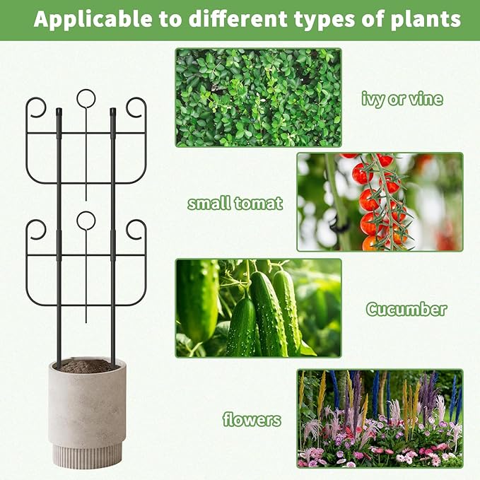 2 Pack Trellis for Climbing Plants Indoor, Expandable Heavy-Duty Metal Trellis for Potted Plants Outdoor, Flowers Vine Ivy, Sturdy Houseplant Pothos Plant Climber Support