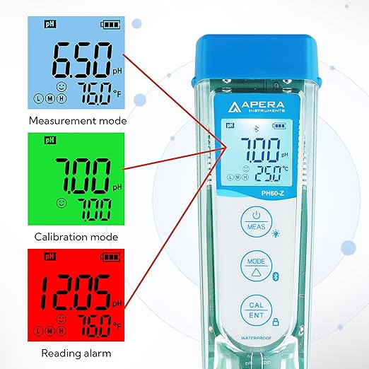 Apera Instruments PCO60-Z Bluetooth pH/Conductivity/ORP/Redox/TDS/Salinity/Resistivity Smart Multi-Parameter Meter Tester Kit Powered by ZenTest Mobile App with Cloud-Based Datalogger