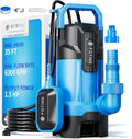 FOTING 1.5HP Sump Pump, 6300GPH High Flow Clean&Dirty Submersible Water Pump with Float Switch, Thermoplastic Electric Portable Utility Pump for Pool Draining Hot Tub Garden Basement