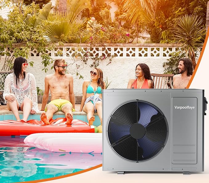 35100 BTU Pool Heat Pump Above Ground Pool Heater 10000 Gallon Electric Pool Heater For Inground Pool 220V WiFi Control Schedule