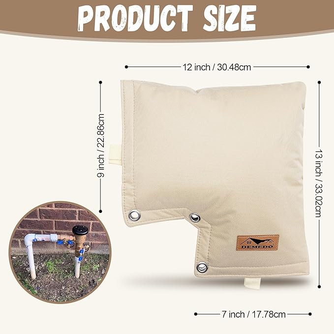 Backflow Preventer Cover, Backflow Pressure Vacuum Breaker Covers for Winter, Insulated Cover Pouch for Irrigation Sprinkler Backflow Valve, Outdoor Faucet Covers for Snow or Sun Exposure – Beige
