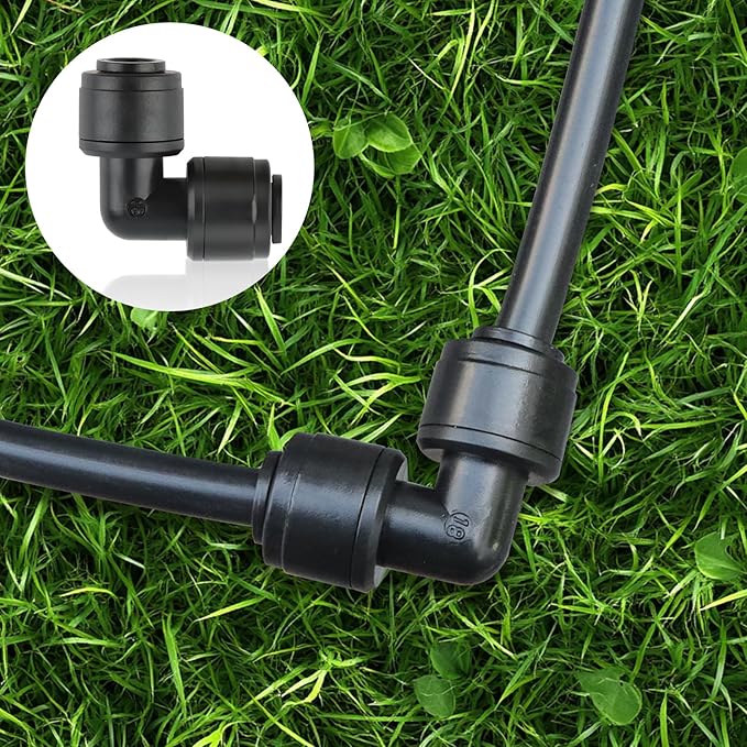 Kalolary 30Pack Quick Connect 1/4" Drip Irrigation Elbow Connector, Universal Barbed Elbow Fittings for 1/4" Irrigation Tubing Leak Free Fittings for Sprinkler or Drip Irrigation System