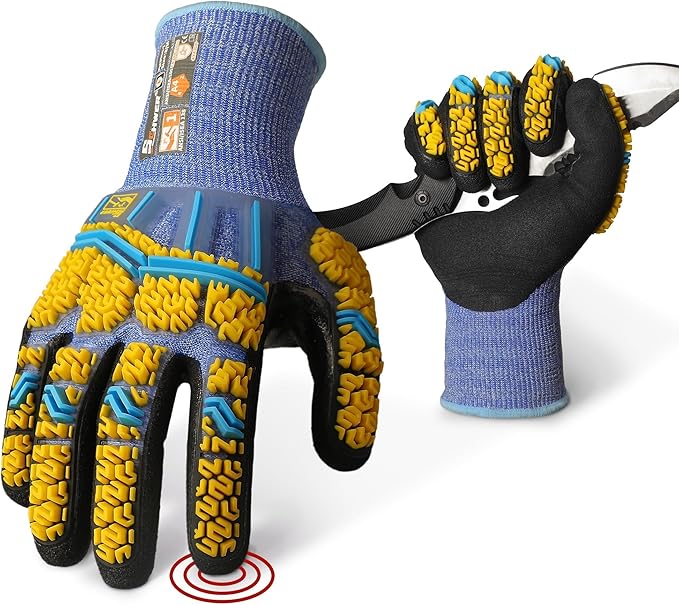 Schwer PRO-SKIN Impact Gloves with ANSI A4 Cut Reistant Protection, Flexible and Comfortable Work Gloves with Grip，Touchscreen, Used for Oil and Gas E&P，Mechanic, Construction, L, PM3900-T