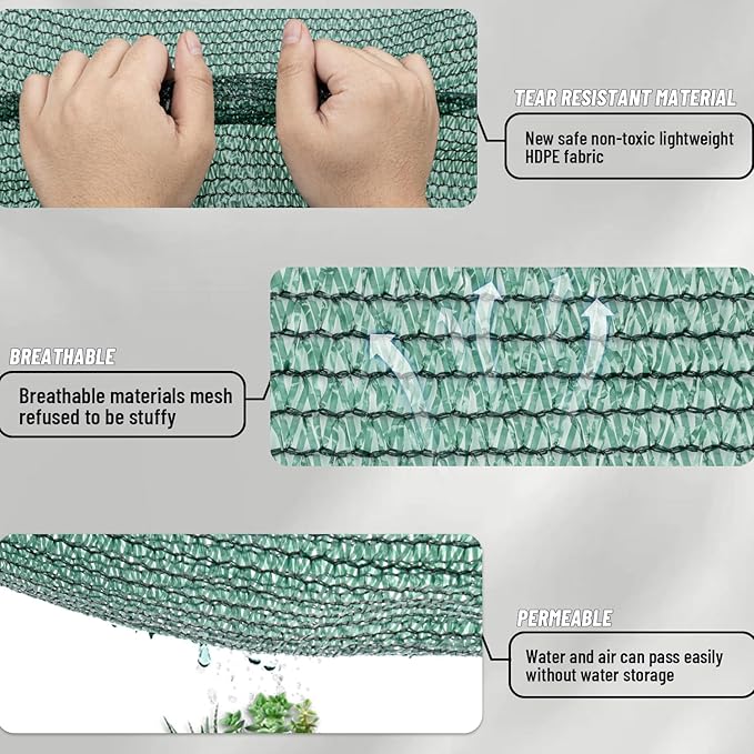 LOVE STORY 8x10FT 70% Dark Green Shade Cloth Sun Shade Net with Grommets Sunblock Net Mesh Tarp for Garden,Plants Cover,Greenhouse and Patio