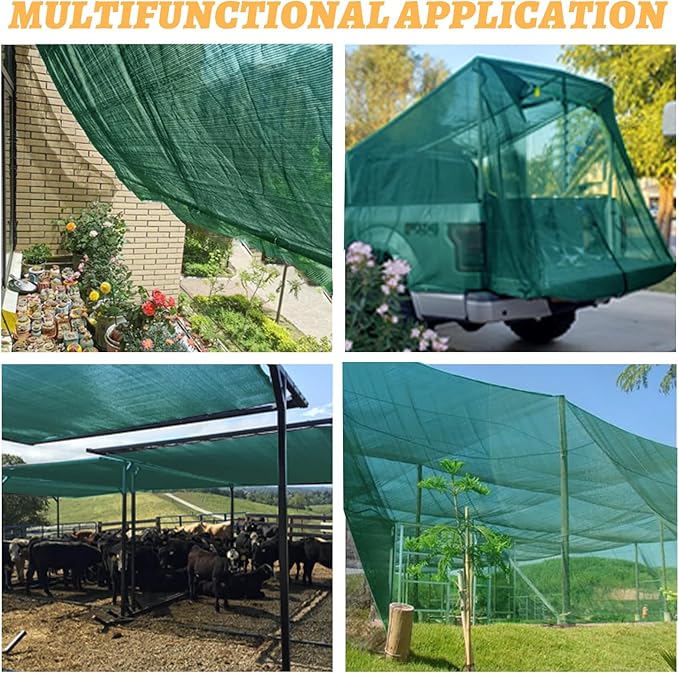 Cool Area 40% 6.5x20ft Sunblock Shade Cloth Cover Mesh UV Resistant Net for Garden Flower Plant Greenhouse, Dark Green