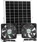 blessny 5.5" Solar 2 Fan Kit for Intake or Exhaust air, Weatherproofed Solar Powered Fans for Outside Chicken Coops, Greenhouses, Shed, Pet House Air Ventilation