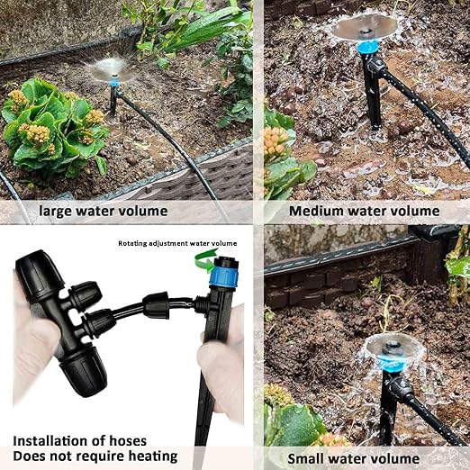 Drip Irrigation System with Water Timer Auto Watering System for Garden 5/16“ID and 1/4 Inch Pipe 162ft Adjustable Spray Kit, for Greenhouse, Garden, Lawn, and for Potted Plants