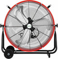 hykolity 24 inch 8100 CFM High Velocity Industrial Drum Fan, 3-Speed Heavy Duty Metal Shop Fan for Warehouse, Garage, Workshops, Factory, UL Listed, Red