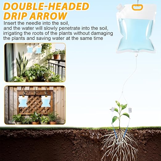 3 Pcs 5L Plant Water Bag Plant Watering System Device, Automatic Plant Waterer Self Watering IV Drip Bag Irrigation Drip Watering Bag with Adjustable Flow for Indoor Outdoor Potted Plant