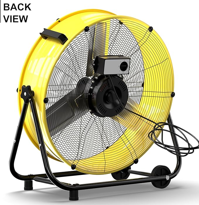 MEPTY 24-Inch Industrial Drum Fan, 8800 CFM High Velocity Floor Fan, 3-Speed Heavy Duty Metal Air Circulator for Shop, Warehouse, Workshop, Garage, Factory,320W