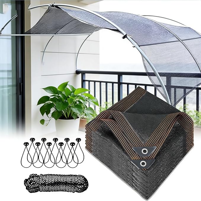 4x7 FT 80% Sun Shade Cloth, Shade Net Mesh Tarp with Grommets, Black UV-Resistant Outdoor Sunblock Cover for Patio Plants, Pergola, Greenhouse, Chicken Coop, Backyard, Balcony
