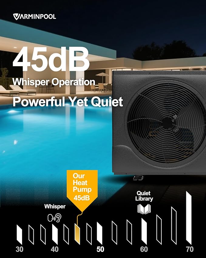 120000BTU Inverter Pool Heat Pump, for 33000 Gallons Inground and Above Ground Pools, WiFi Capable Electric Pool Heater with Timer, Heat and Cool, Energy Efficient, 220V, V35